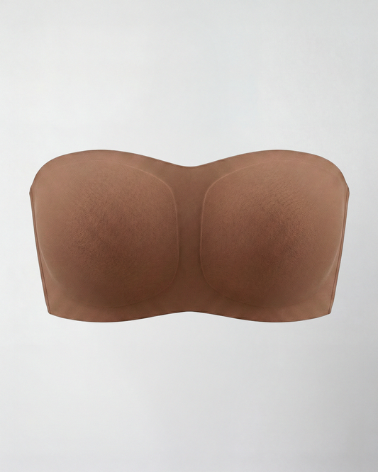 Strapless bh met siliconen gripstroken langs de zijkanten en een brede rugband