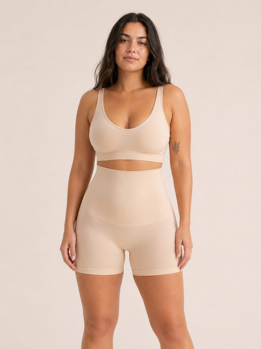 High-waist corrigerende boyshort met siliconen grip, te dragen als broekje onder een jurk